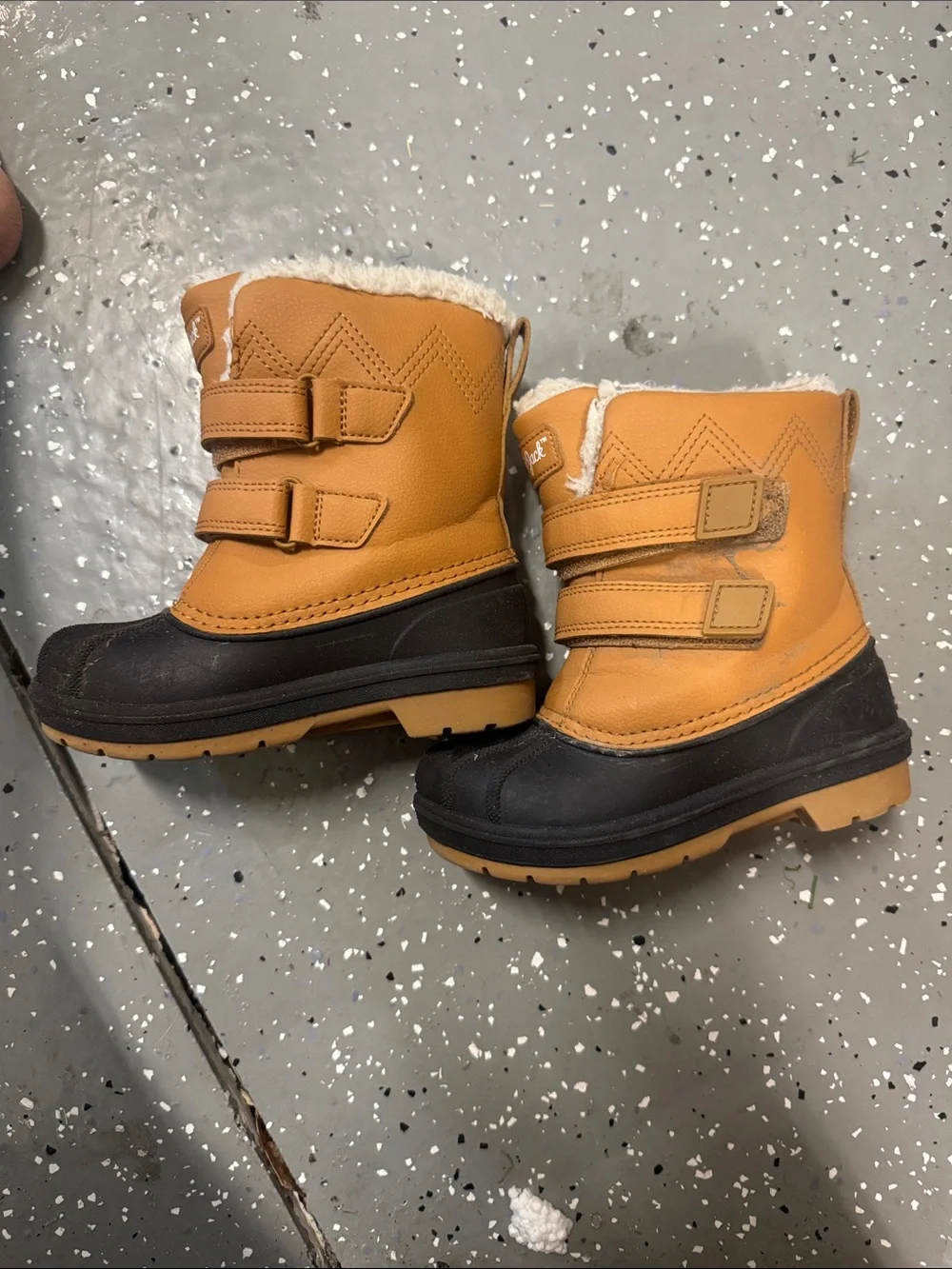Cat & Jack Tan and Black Kids Winter Boots with Plush Lining